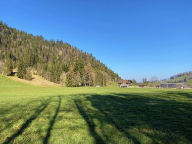 Ruemlig veya Rumlig Nehri boyunca uzanan Eigental Alp Vadisi, İsviçre 'nin Lucerne Kantonu (Kanton Luzern, Schweiz)