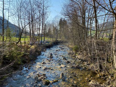 Alp nehri Ruemlig ya da Eigental vadisinde Rumlig, Eigental - Lucerne Kantonu, İsviçre (Kanton Luzern, Schweiz)