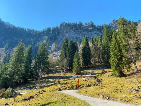 Trails for walking, hiking, sports and recreation in the Eigental alpine valley and along the Alp river, Eigenthal - Canton of Lucerne, Switzerland (Kanton Luzern, Schweiz)