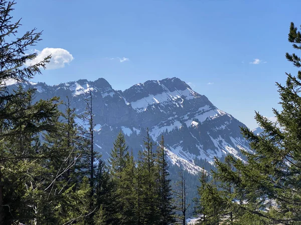 Vista Dos Picos Alpinos Hengst Haengst Oder Hangst Staefeliflue Oder — Fotografia de Stock
