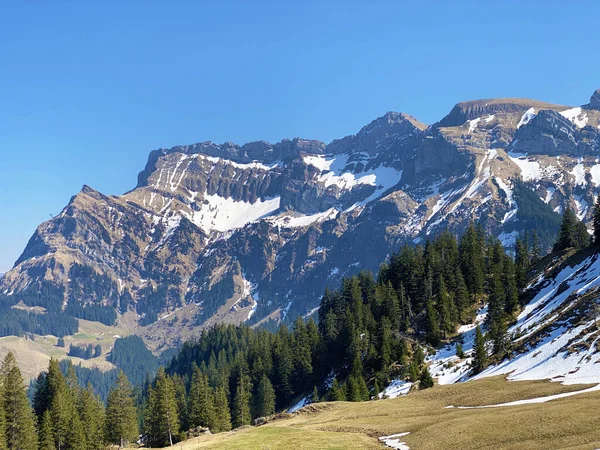 Szczyty Górskie Klimsenhorn Esel Tomlishorn Widderfeld Masywie Górskim Pilatus Lub — Zdjęcie stockowe