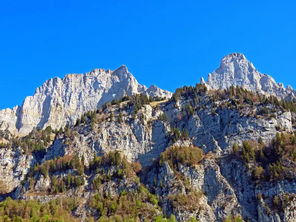 Αλπικές Κορυφές Brisi Και Zuestoll Στην Οροσειρά Churfirsten Μεταξύ Της — Φωτογραφία Αρχείου