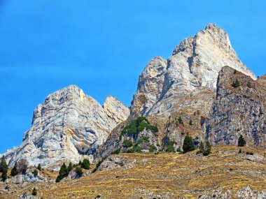 Obertoggenburg bölgesiyle Walensee Gölü, Walenstadtberg arasında Churfirsten Dağı 'ndaki Fruemsel veya Frumsel tepesi - İsviçre' nin St. Gallen Kantonu
