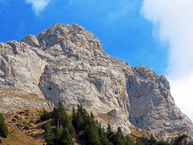 Obertoggenburg bölgesiyle Walensee Gölü, Walenstadtberg arasında Churfirsten Dağı 'ndaki Fruemsel veya Frumsel tepesi - İsviçre' nin St. Gallen Kantonu
