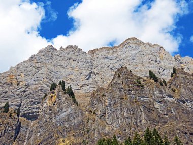 Obertoggenburg bölgesi ile Walenstadtberg Gölü arasındaki Churfirsten sıradağlarındaki Schibenstoll tepesi - İsviçre 'nin St. Gallen kantonu (Kanton St. Gallen, Schweiz)