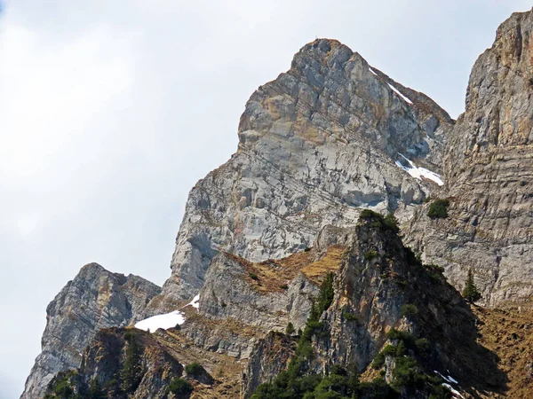Alpine Peak Fruemsel Frumsel Churfirsten Mountain Range Obertoggenburg Region Lake — Stock Photo, Image