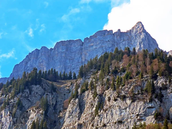 Szczyt Alpejski Brisi Paśmie Górskim Churfirsten Między Regionem Obertoggenburg Jeziorem — Zdjęcie stockowe