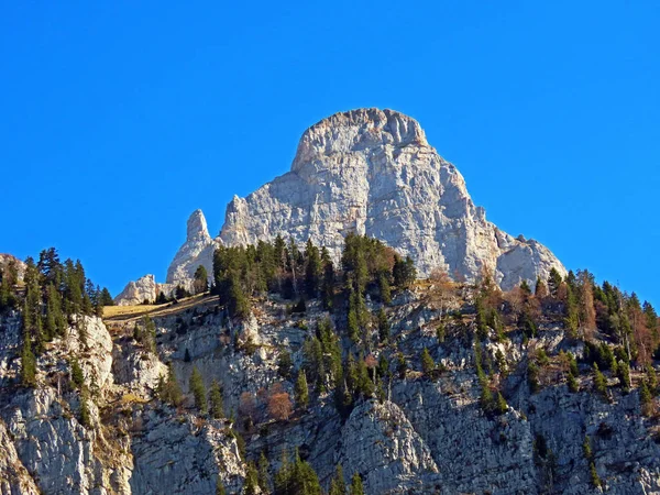 Szczyt Alpejski Zuestoll Paśmie Górskim Churfirsten Między Regionem Obertoggenburg Jeziorem — Zdjęcie stockowe