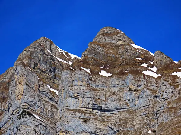 Pico Alpino Schaeren Scharen Cordillera Churfirsten Entre Región Obertoggenburg Lago —  Fotos de Stock