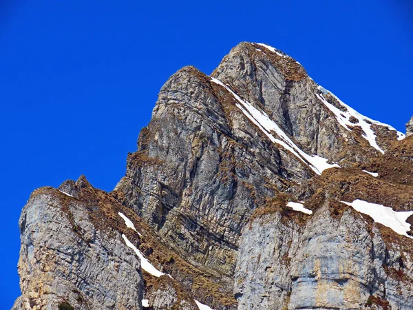 Pico Alpino Schaeren Scharen Cordillera Churfirsten Entre Región Obertoggenburg Lago — Foto de Stock