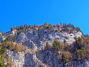 Churfirsten Dağları ve Walensee Gölü üzerindeki Alp Dağları 'nda St. Gallen Kantonu (Kanton St. Gallen, Schweiz)