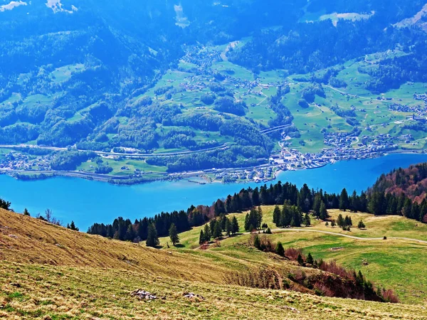 Walensee Gölü Churfirsten Seeztal Subalpine Vadileri Arasında Walenstadtberg Gallen Sviçre — Stok fotoğraf