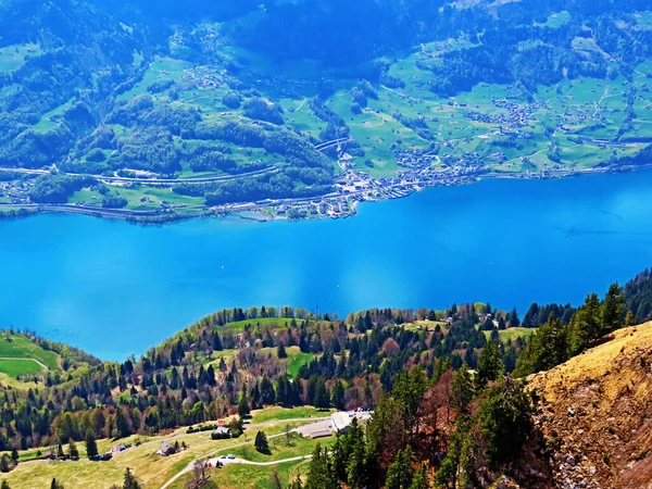 Walensee Gölü Churfirsten Seeztal Subalpine Vadileri Arasında Walenstadtberg Gallen Sviçre — Stok fotoğraf