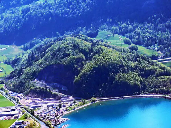 Piccola Collina Boschiva Raischibe Lungo Riva Del Lago Walensee Vicino — Foto Stock