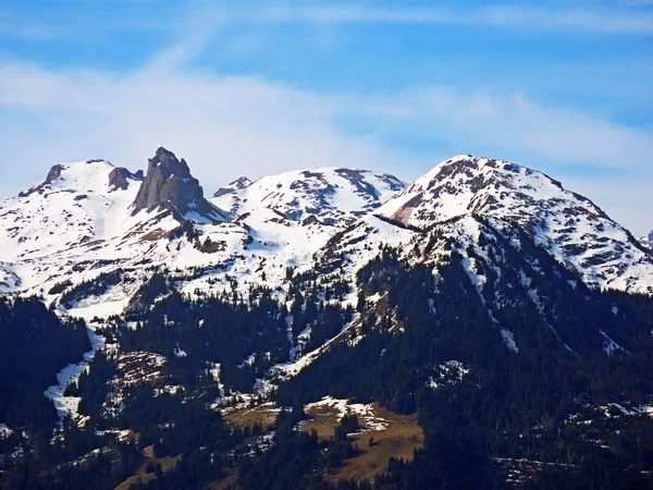 Picchi Innevati Alpini Minimo Saechsmoor Sachsmoor Rainissalts Munzchopf Nella Catena — Foto Stock