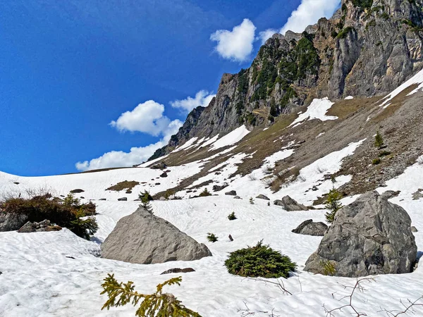 Atmósfera Primavera Temprana Con Los Últimos Restos Invierno Nieve Valle —  Fotos de Stock