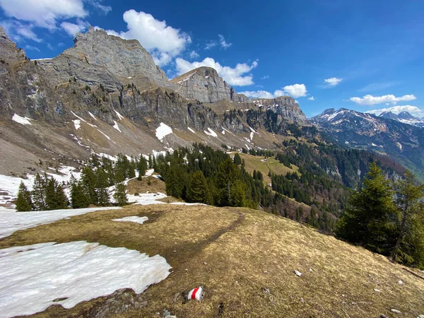 Churfirsten Dağ Sırasının Yamaçlarında Walensee Gölü Walenstadtberg Sviçre Nin Gallen — Stok fotoğraf