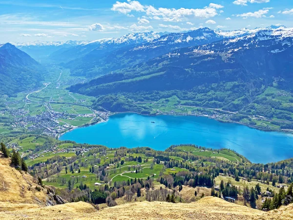 Vale Subalpino Seeztal Lago Walensee Entre Serras Churfirsten Glarus Alps — Fotografia de Stock