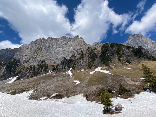 Picos Alpinos Brisi Zuestoll Cordillera Churfirsten Entre Región Obertoggenburg Lago —  Fotos de Stock