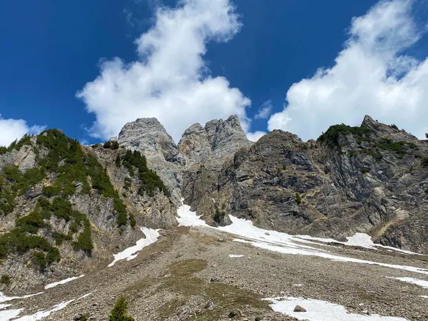 Alpine Peak Fruemsel Frumsel Στην Οροσειρά Churfirsten Μεταξύ Της Περιφέρειας — Φωτογραφία Αρχείου