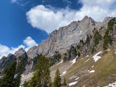 Obertoggenburg bölgesi ile Walenstadtberg Gölü arasındaki Churfirsten Dağı sırasındaki Brisi tepesi (Kanton St. Gallen, İsviçre) kantonu.)