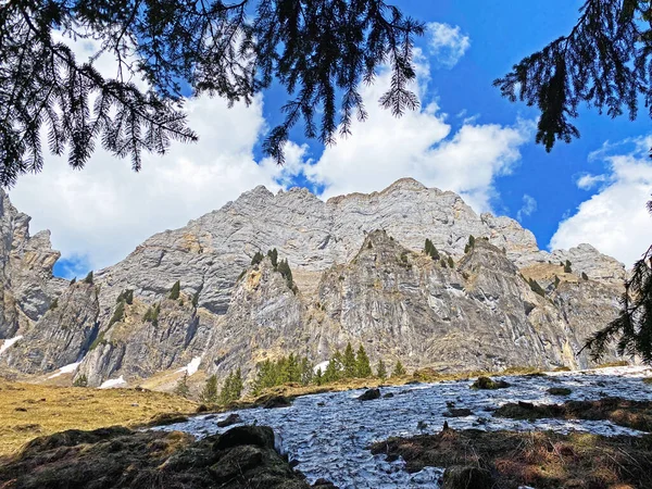 Alpine Peak Schibenstoll Churfirsten Mountain Range Obertoggenburg Region Lake Walensee — Stock Photo, Image