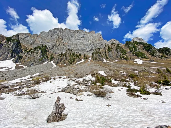 Pico Alpino Brisi Cordillera Churfirsten Entre Región Obertoggenburg Lago Walensee — Foto de Stock