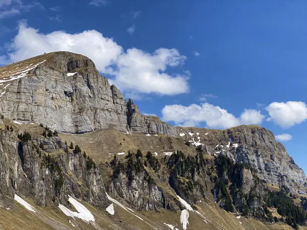 Picos Alpinos Hinterrugg Hinderrugg Rosenbden Rosenboeden Rosenboden Cordillera Churfirsten Walenstadtberg — Foto de Stock