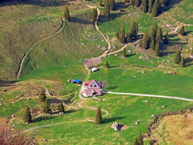 Dağların eteklerinde ve dağların eteklerindeki dağlık vadilerde Alpnach - Obwalden Kantonu, İsviçre (Kanton Obwalden, Schweiz)