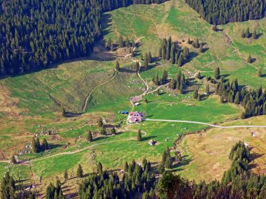 Dağların eteklerinde ve dağların eteklerindeki dağlık vadilerde Alpnach - Obwalden Kantonu, İsviçre (Kanton Obwalden, Schweiz)