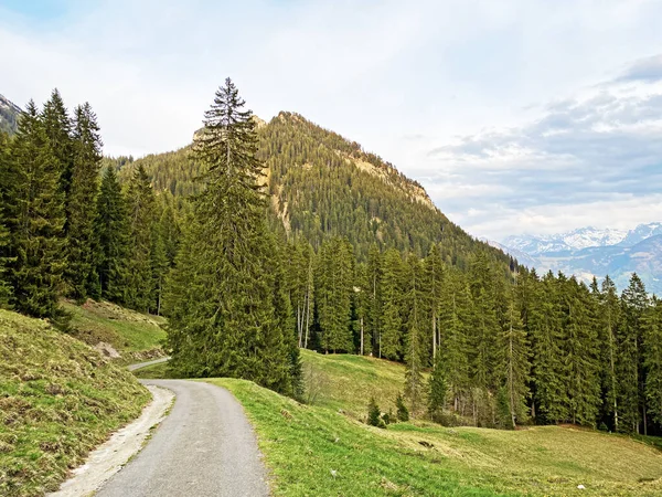 Trails for walking, hiking, sports and recreation on the slopes of the Pilatus massif and in the alpine valleys at the foot of the mountain, Alpnach - Canton of Obwalden, Switzerland (Schweiz)