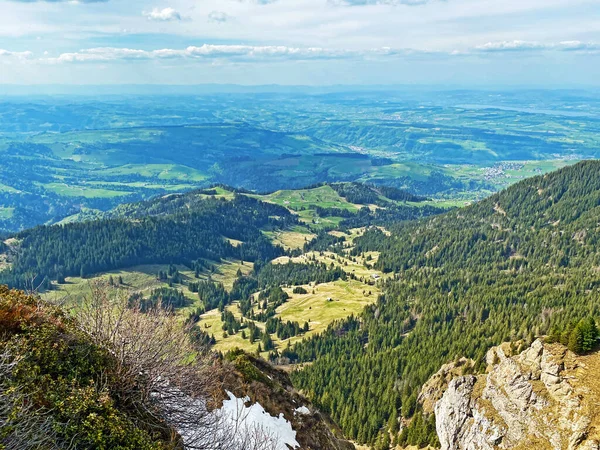 Pilatus dağ sırasının yamaçlarında kış ve karın son kalıntılarıyla ilkbahar atmosferi, Alpnach - Obwalden Kantonu, İsviçre (Kanton Obwalden, Schweiz)
