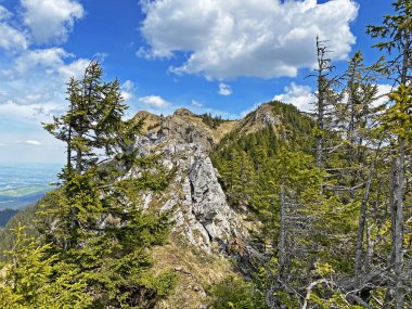 İsviçre 'nin Pilatus sıradağlarında Blaue Attse' nin Alpnach, Obwalden Kantonu (Kanton Obwalden, Schweiz)