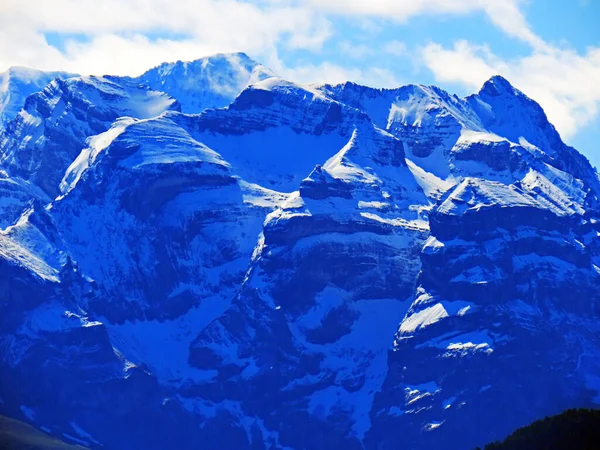 Vista Los Picos Nevados Glaciares Los Alpes Suizos Desde Cordillera — Foto de Stock