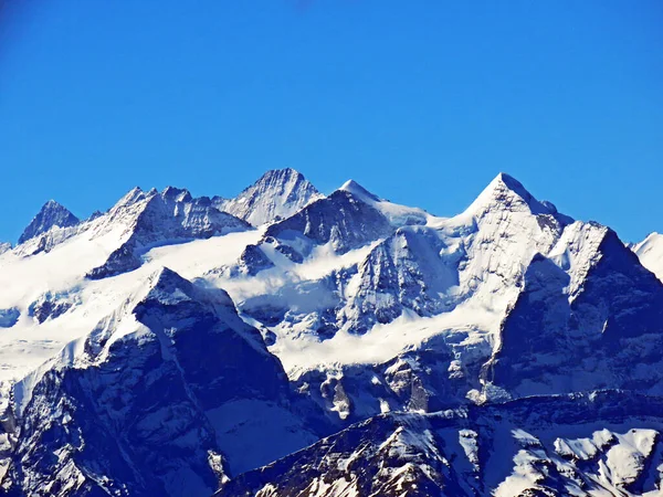 Vista Los Picos Nevados Glaciares Los Alpes Suizos Desde Cordillera — Foto de Stock