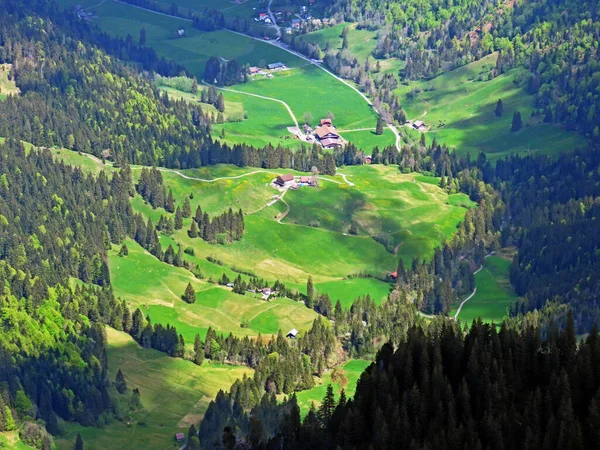 Alpine Græsgange Græsarealer Skråningerne Pilatus Massif Alpine Dale Ved Foden - Stock-foto