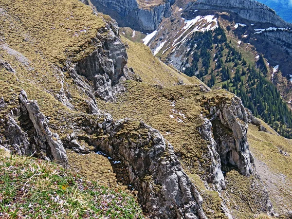 Rocks and stones in the Swiss mountain range of Pilatus and in the Emmental Alps, Alpnach - Canton of Obwalden, Switzerland (Kanton Obwalden, Schweiz)