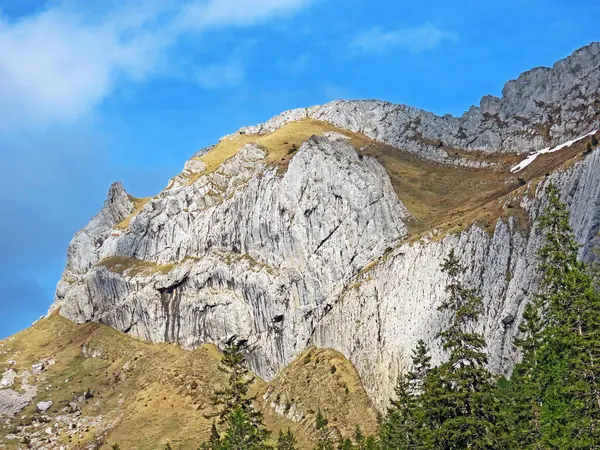 스위스의 필라투스 산맥에 산봉우리와 스위스 바이츠 알프나흐 보홀덴주에 알프나흐 — 스톡 사진