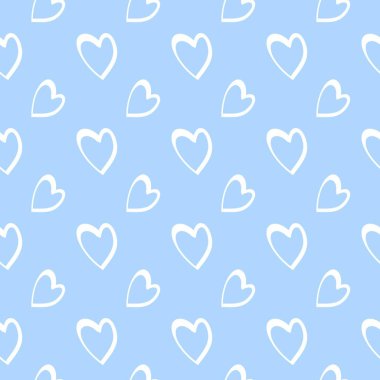 Kalpte romantik bir arkaplan, kumaş ya da ambalaj tasarımı için kalplerle çizim, pürüzsüz desen, raster kopya