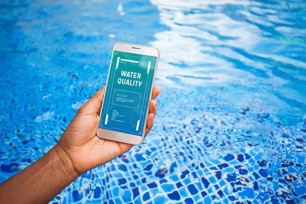 App Measuring Water Quality Screen Smartphone Front — Stock Photo, Image