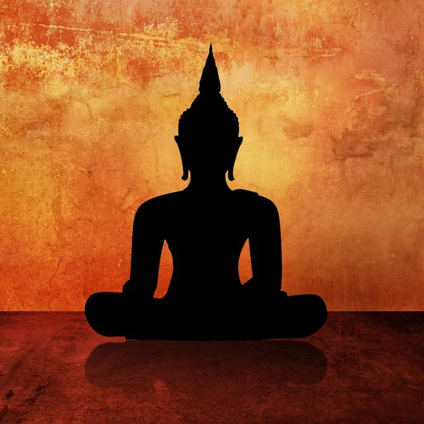 Buddha immagine silhouette pittura — Foto Stock
