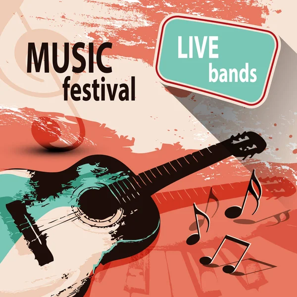 Musik festival plakat med guitar – Stock-vektor