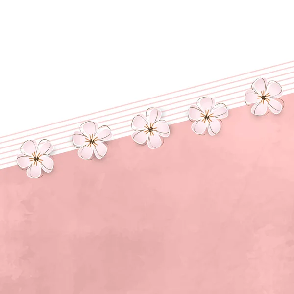 Απαλό ροζ floral ευχετήρια κάρτα - ιστορικό πλαίσιο στα σύνορα λουλουδιών - γενέθλια και πρόσκληση πρότυπο — Διανυσματικό Αρχείο