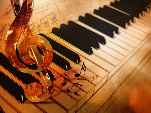 Piano keys vintage - classic music background — Stock Photo, Image