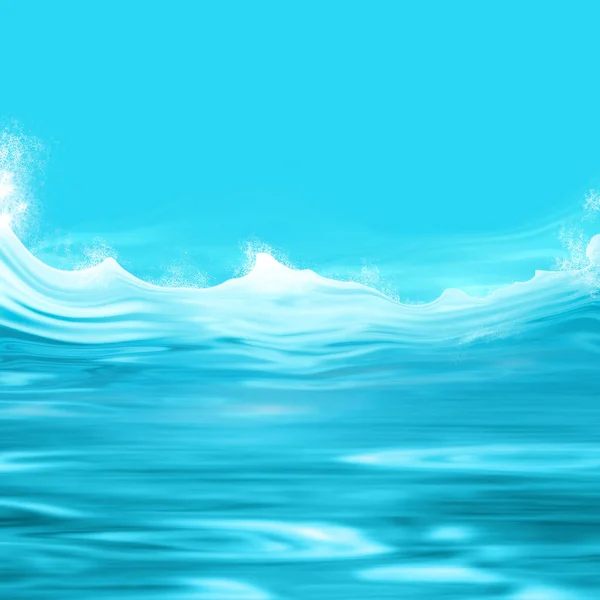 Blaues Wasser Hintergrund Illustration mit Meereswellen — Stockfoto