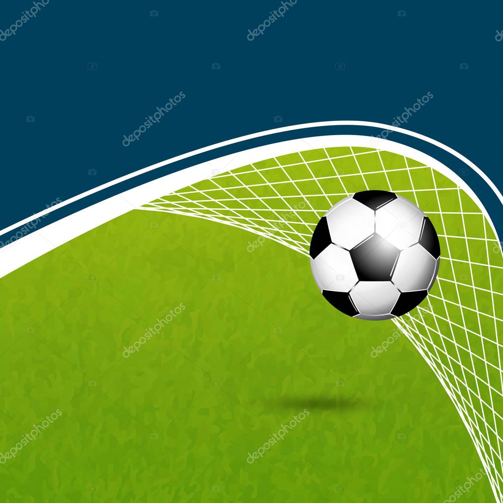 Soccer Ball In Net On Grass Field Football Flyer Background Goal Template Premium Vector In Adobe Illustrator Ai Ai Format Encapsulated Postscript Eps Eps Format