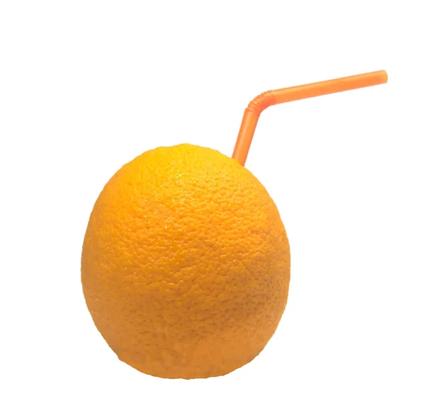 Voll Gelb Orange Mit Saugrohr Isoliert Auf Weißem Hintergrund Image — Stockfoto
