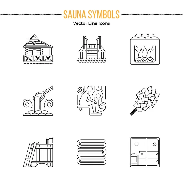 Сауна и набор икон — стоковый вектор