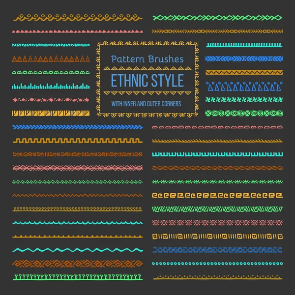 Ethnic Style Pattern Brushes Set — Stock Vector