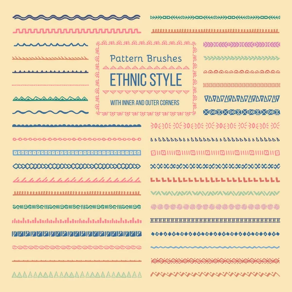 Ethnic Style Pattern Brushes Set — Stock Vector